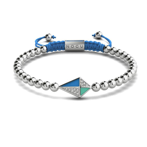 Cerf-volant | Argent & Bleu | Émail | Bracelet Charmballa en Cristal de Macramé